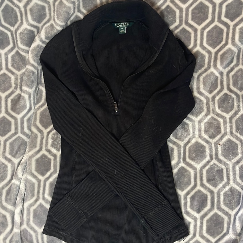 Lauren Ralph Lauren XS waffle knit quarter zip top